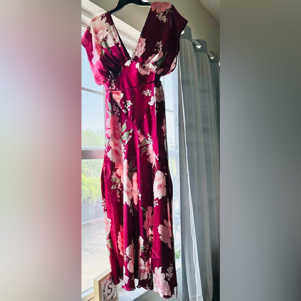 ASOS Floral Burgundy Maxi Dress
